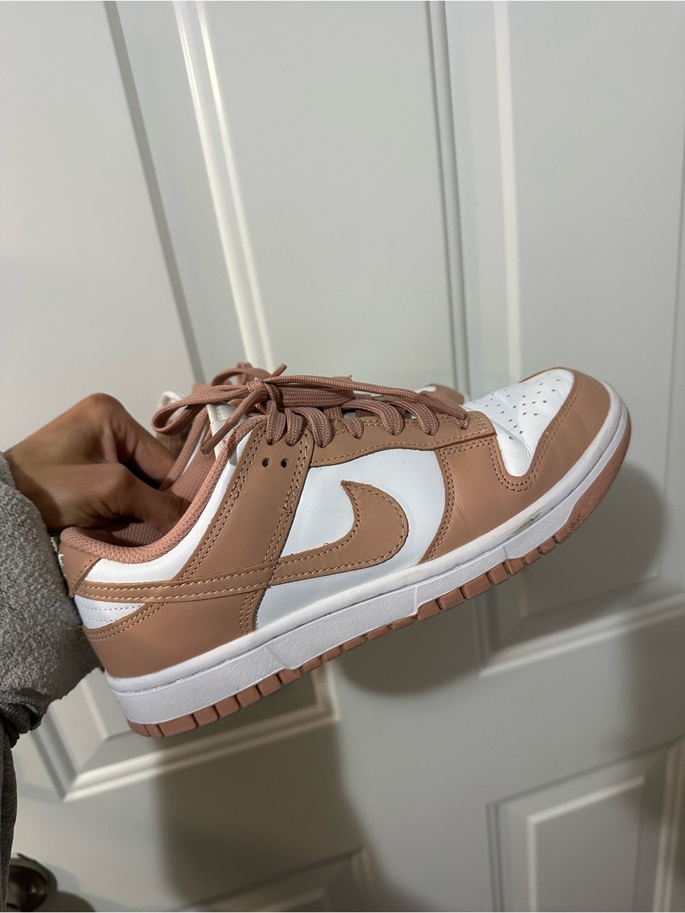 Nike Dunk Low-style Sneakers in Beige and White